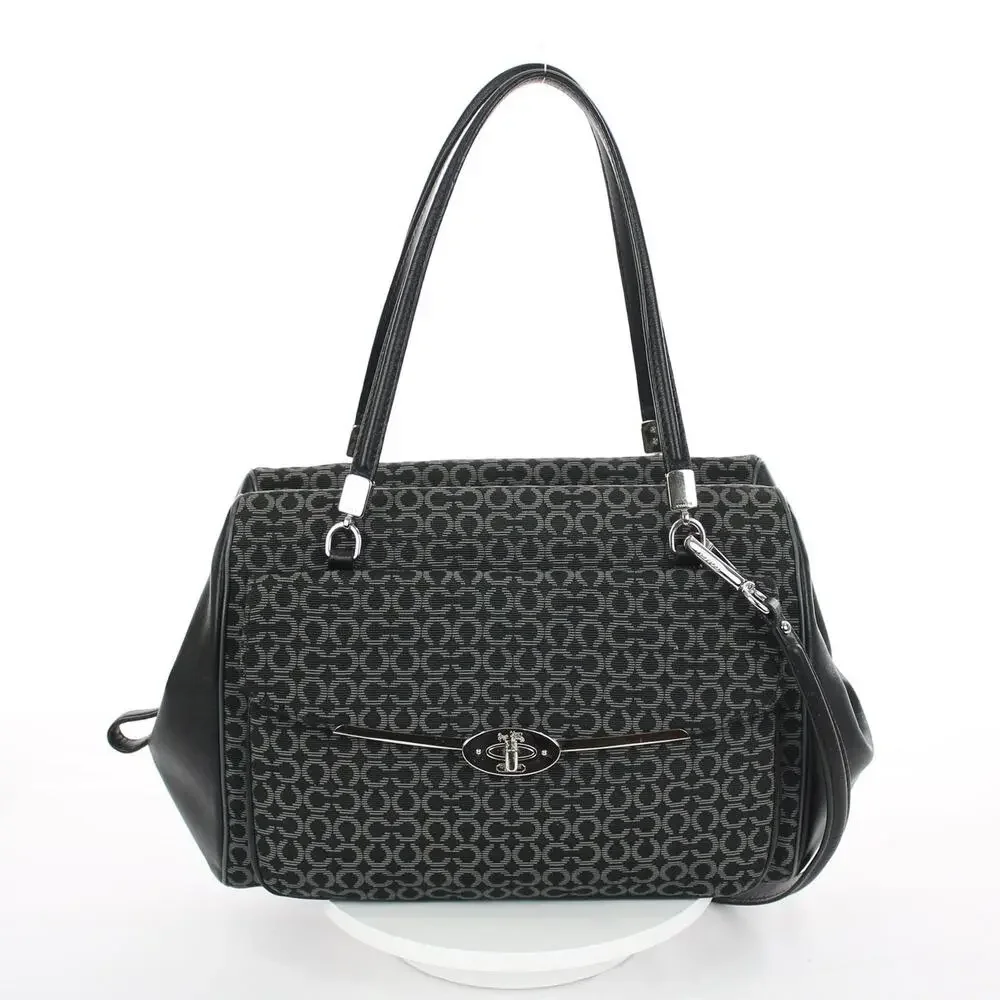Coach Madison Madeline Black Silver Satchel Bag